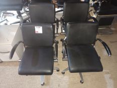 Four Welonda Wella black leather upholstered hydraulic salon chairs