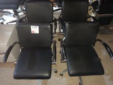 Four Welonda Wella black leather upholstered hydraulic salon chairs