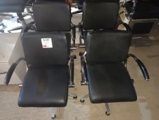 Four Welonda Wella black leather upholstered hydraulic salon chairs