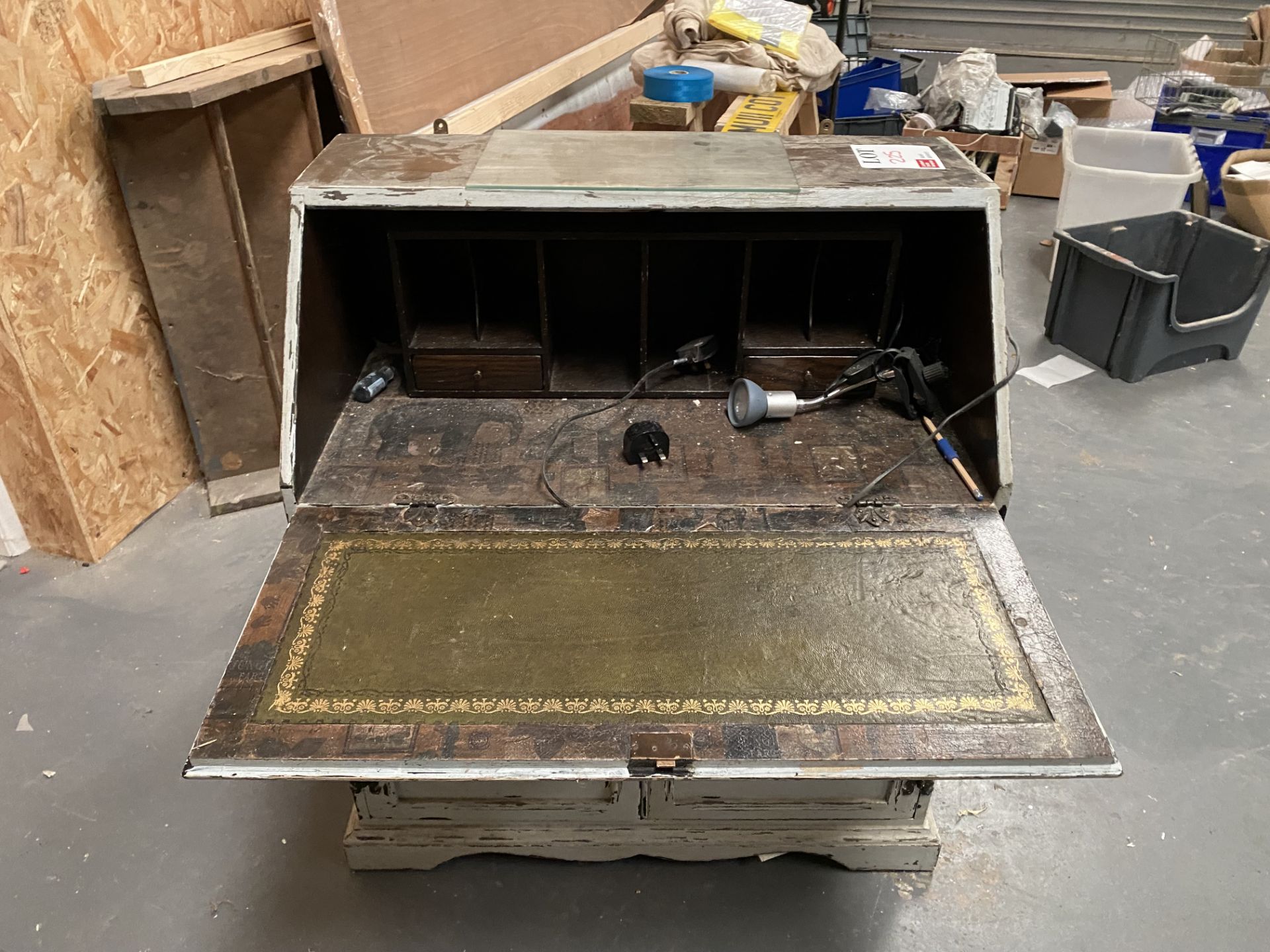 Rustic bureau desk and rustic wooden double door cabinet - Image 2 of 6