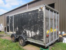 Mullacott twin axle box trailer, approx 4m length, with drop down loading ramp (outside at rear of