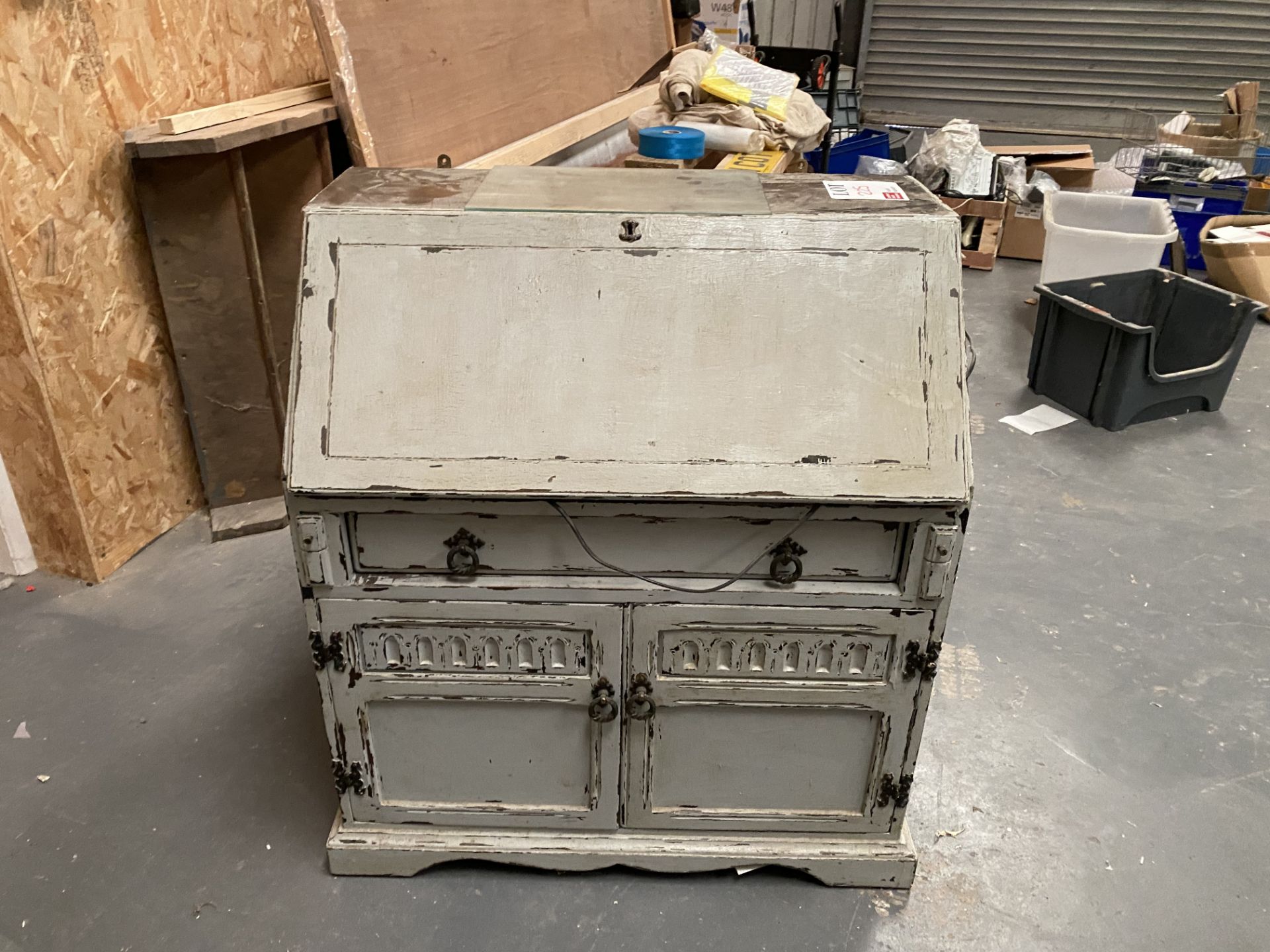 Rustic bureau desk and rustic wooden double door cabinet