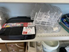 One collapsible bin and assorted plate racks