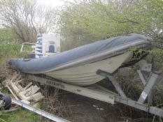 Mullacott manufactured rib speed leisure boat, fibreglass hull, with trailer (sold as spares