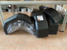 Assorted plastic mud guards in various sizes