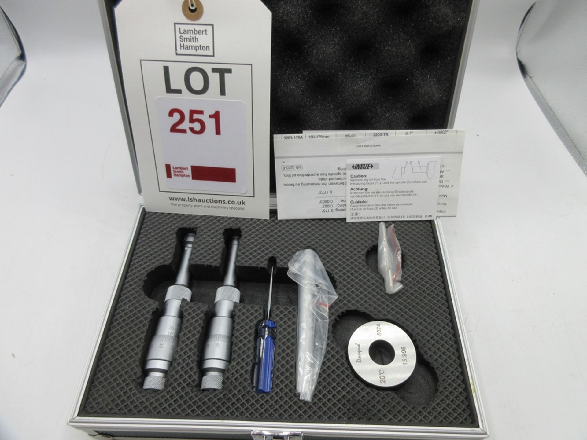 Insize bore gauge set 12mm to 20mm with setting rings