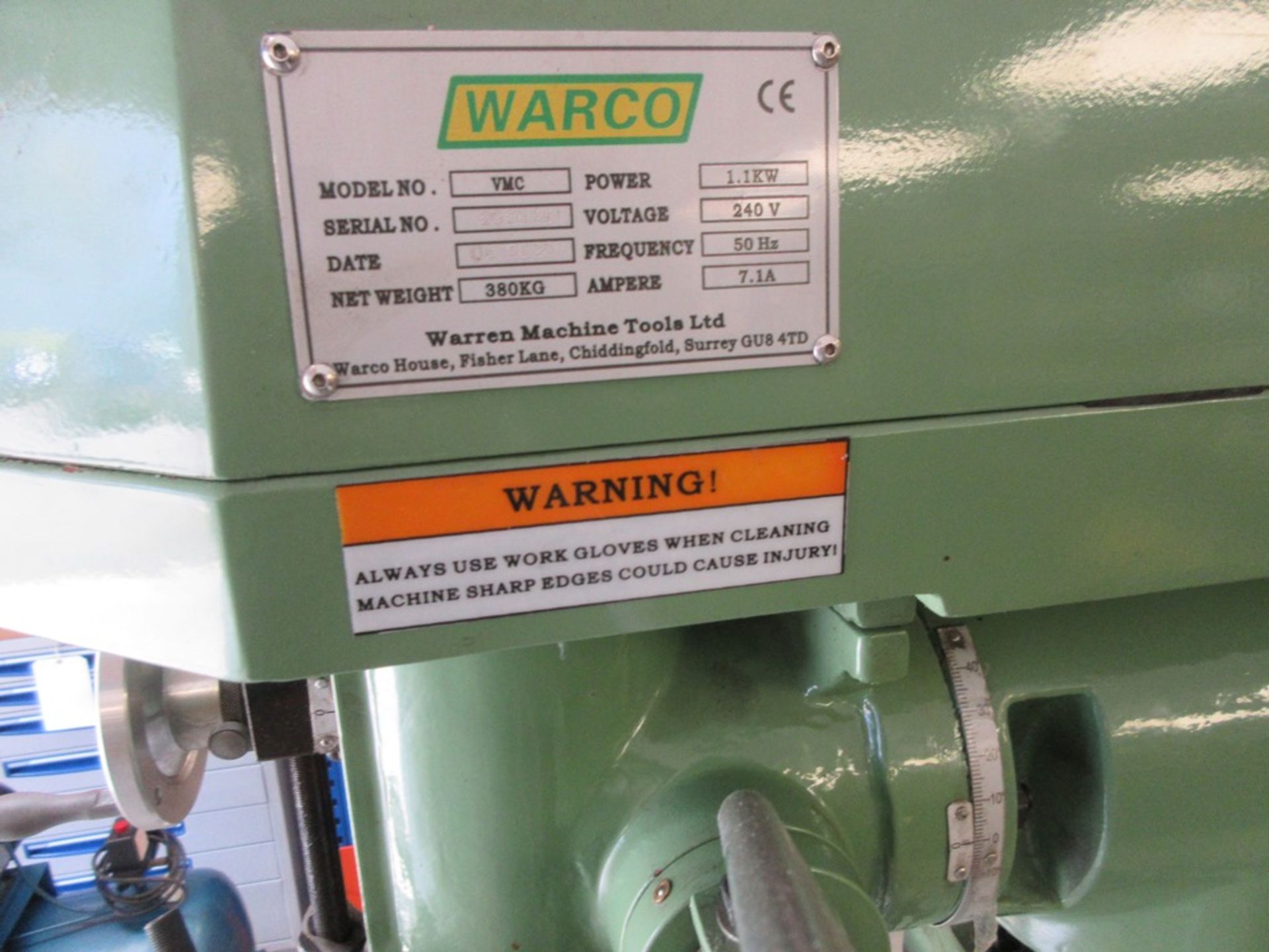 Warco Milling Machine model VMC serial no 2020441 manufactured 06 2020 - Image 2 of 7