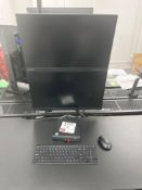 Lenovo Thinkcentre M720q Core i5 Computer (No HDD) with 2 x Lenovo TFT screens and twin desk clamp