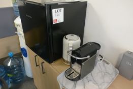 Russell Hobbs bench top fridge, Krups coffee machine and kettle