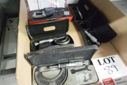 Six various boxed external micrometers (metric) (Please note, This lot must be collected on Monday