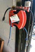 Sealey wall mounted air hose reel and Hi-Flo MK3 air line gauge (Please note, This lot must be