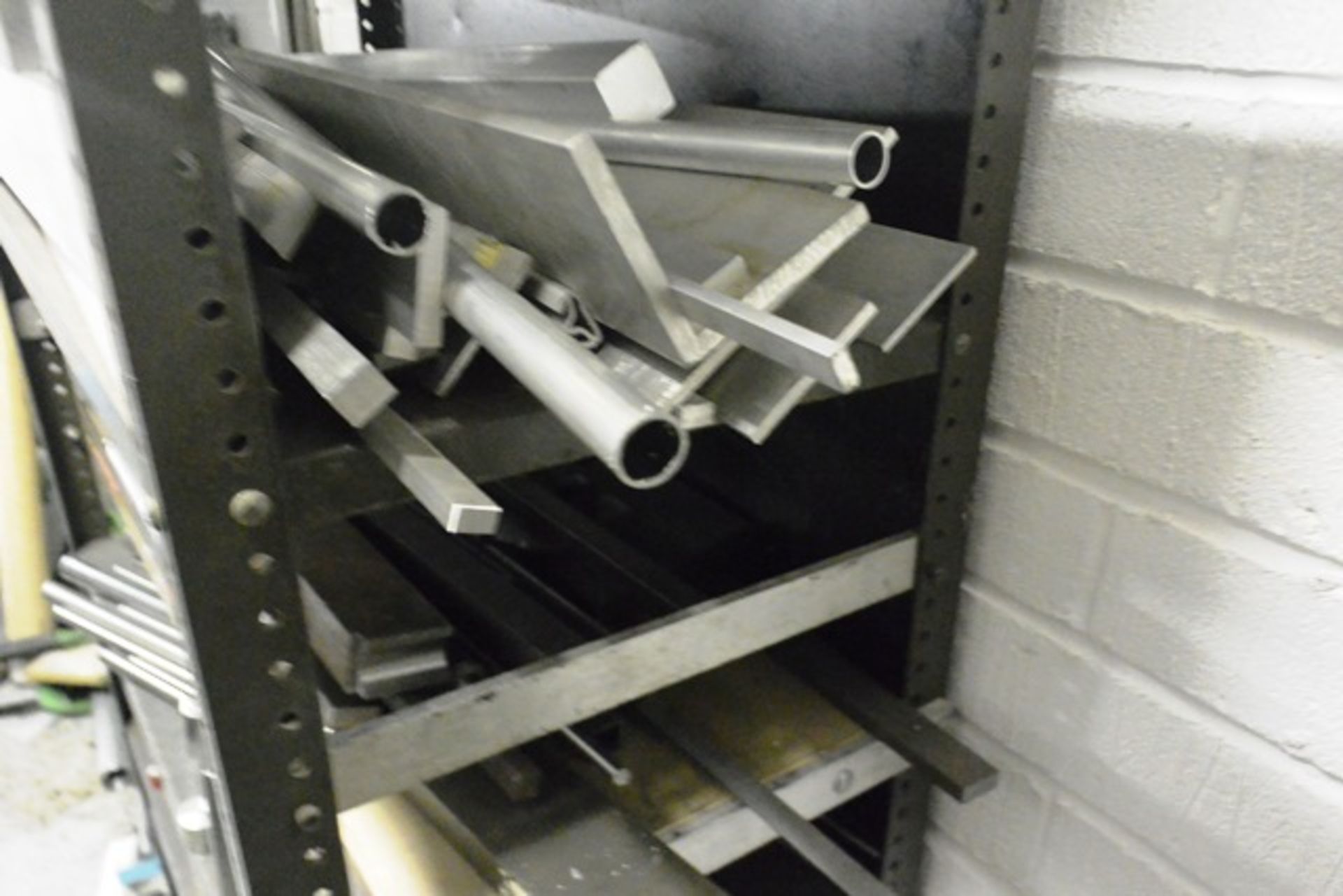 Steel frame rack and stock contents to include assorted aluminium/ steel bar/angle lengths, and - Image 2 of 3