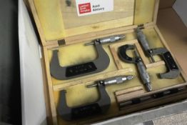 Four boxed external micrometers (0 - 25mm to 75 - 100mm) (Please note, This lot must be collected on