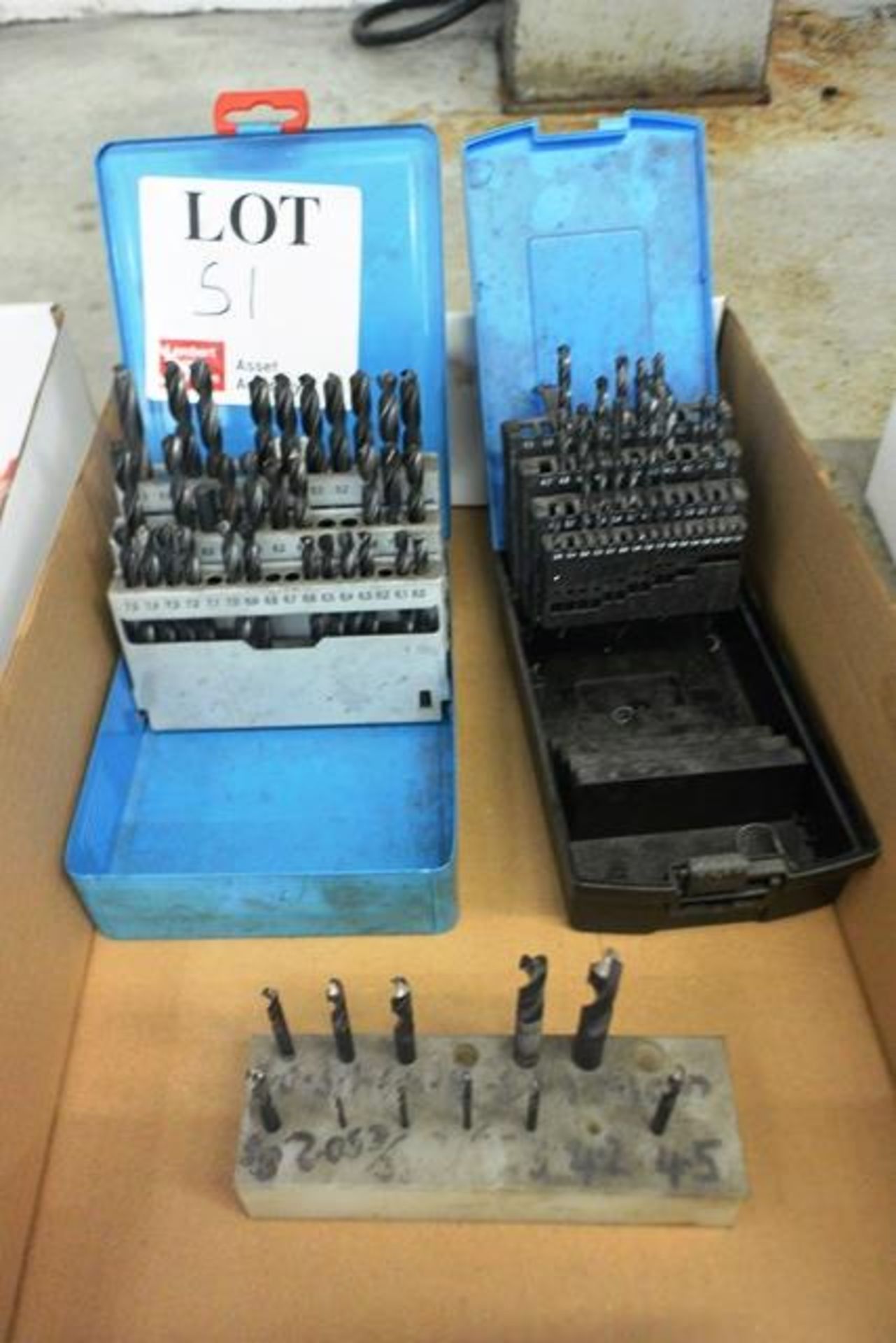 Box and contents to include various straight drills bits (metric) (Please note, This lot must be