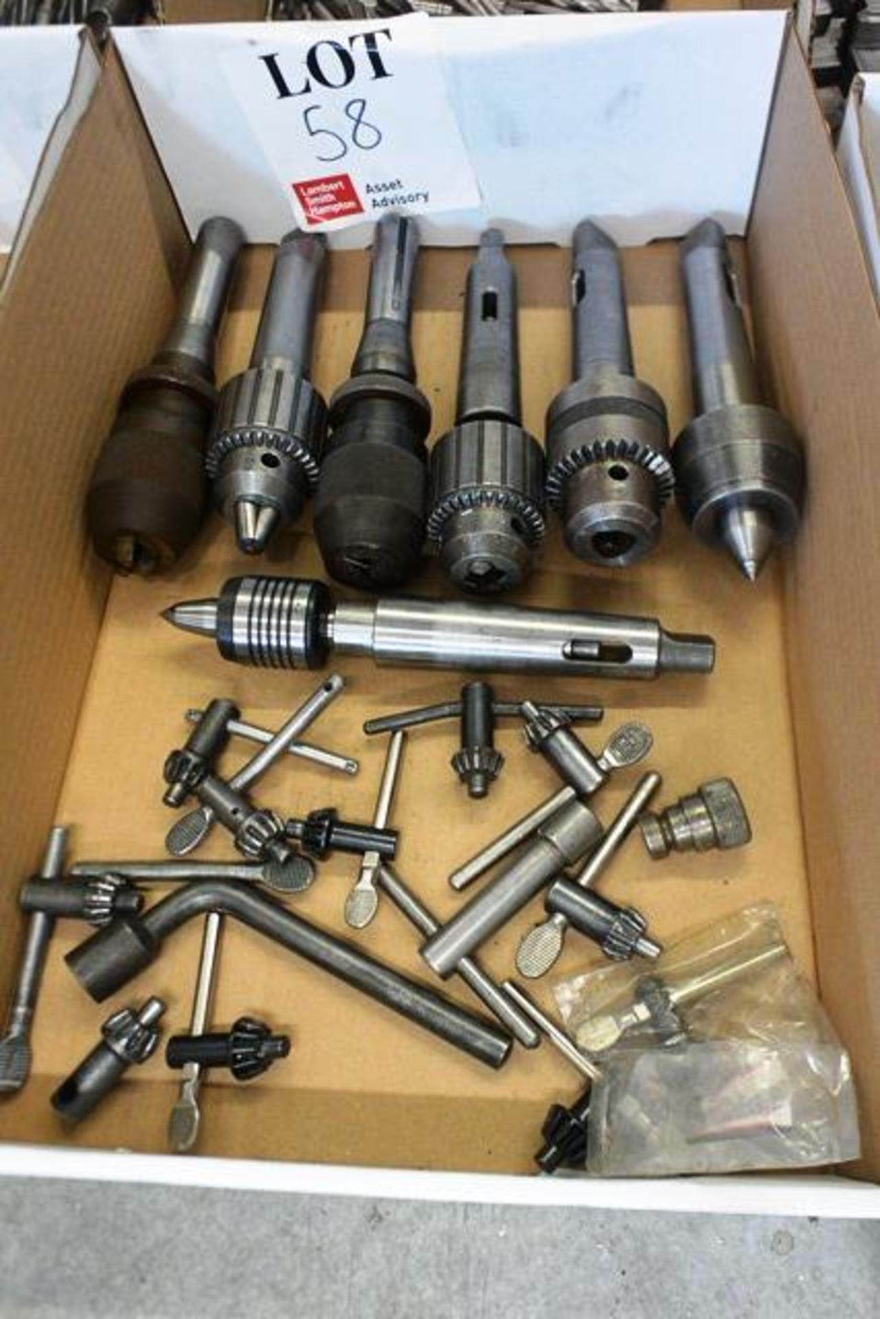 Box and contents to include various tool holders/chucks (Please note, This lot must be collected