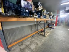 3 x 1 shelf racks, approx measurements: (height 2.15m x length 8.34m (total) x width 90cm) (NB