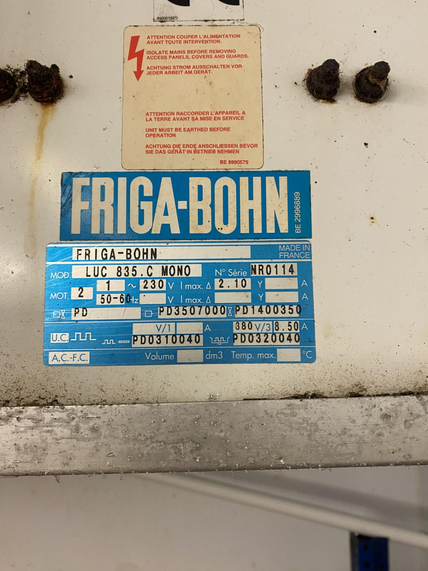 Friga-Bohn LUC 835.C.MONO chiller, working condition unknown - Image 2 of 4