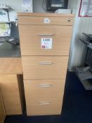 3 Light wood effect office storage drawers (unlocked, 1 with keys)