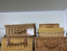 Three Wicker baskets and assorted trays