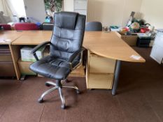 Wood effect corner desk with pedestal and office chair