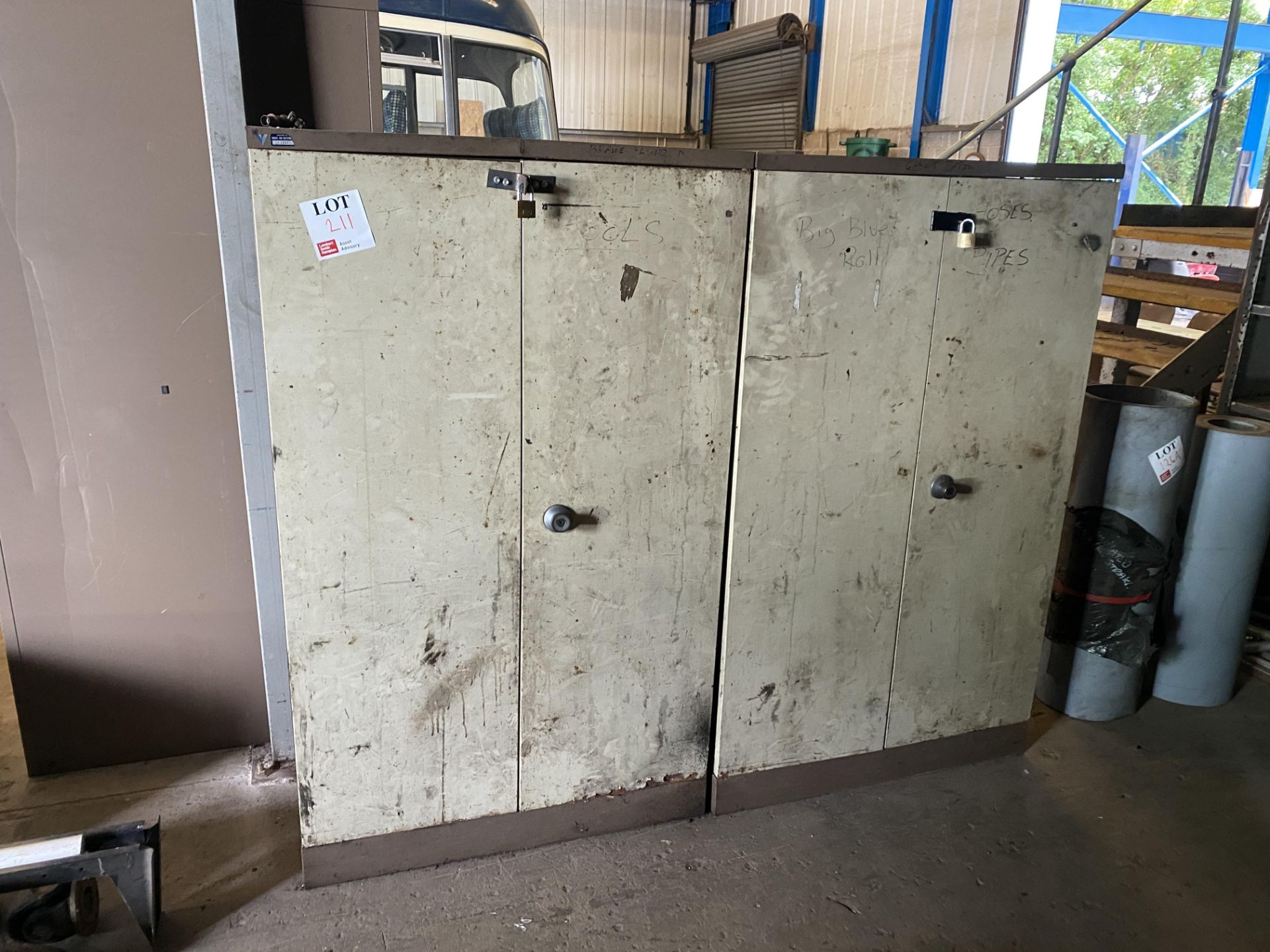 Two double door metal storage cabinets, unlocked, no keys - Image 2 of 2