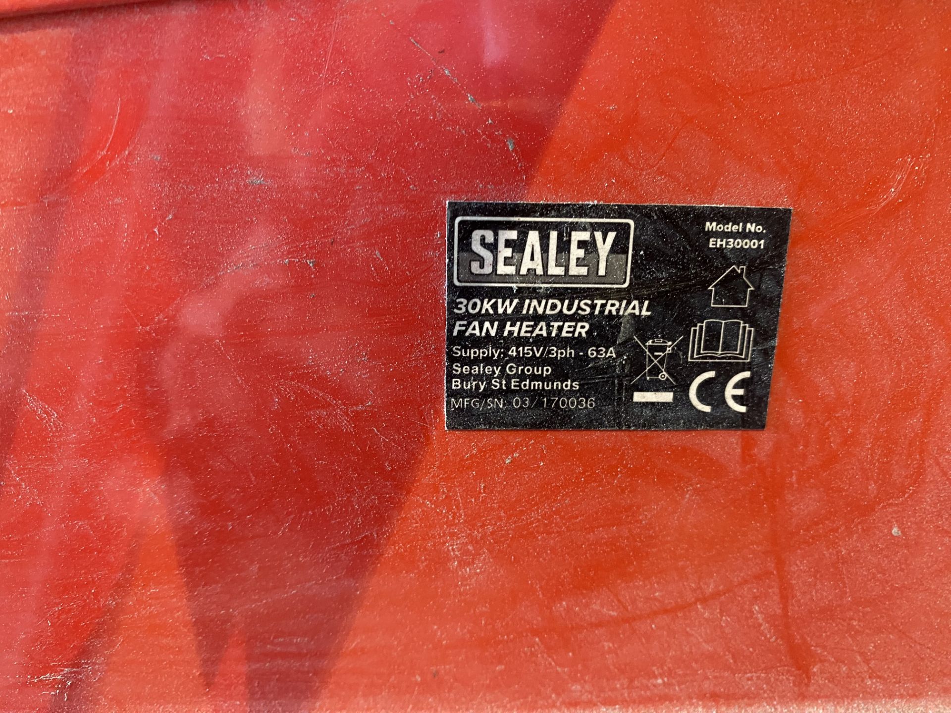 Sealey mobile industrial fan heater, 30Kw, Serial no. 03/170036 - Image 3 of 4