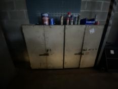 One 4-door metal storage cabinet, unlocked, no keys