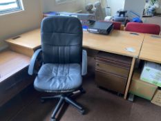 Wood effect corner desk with pedestal and office chair