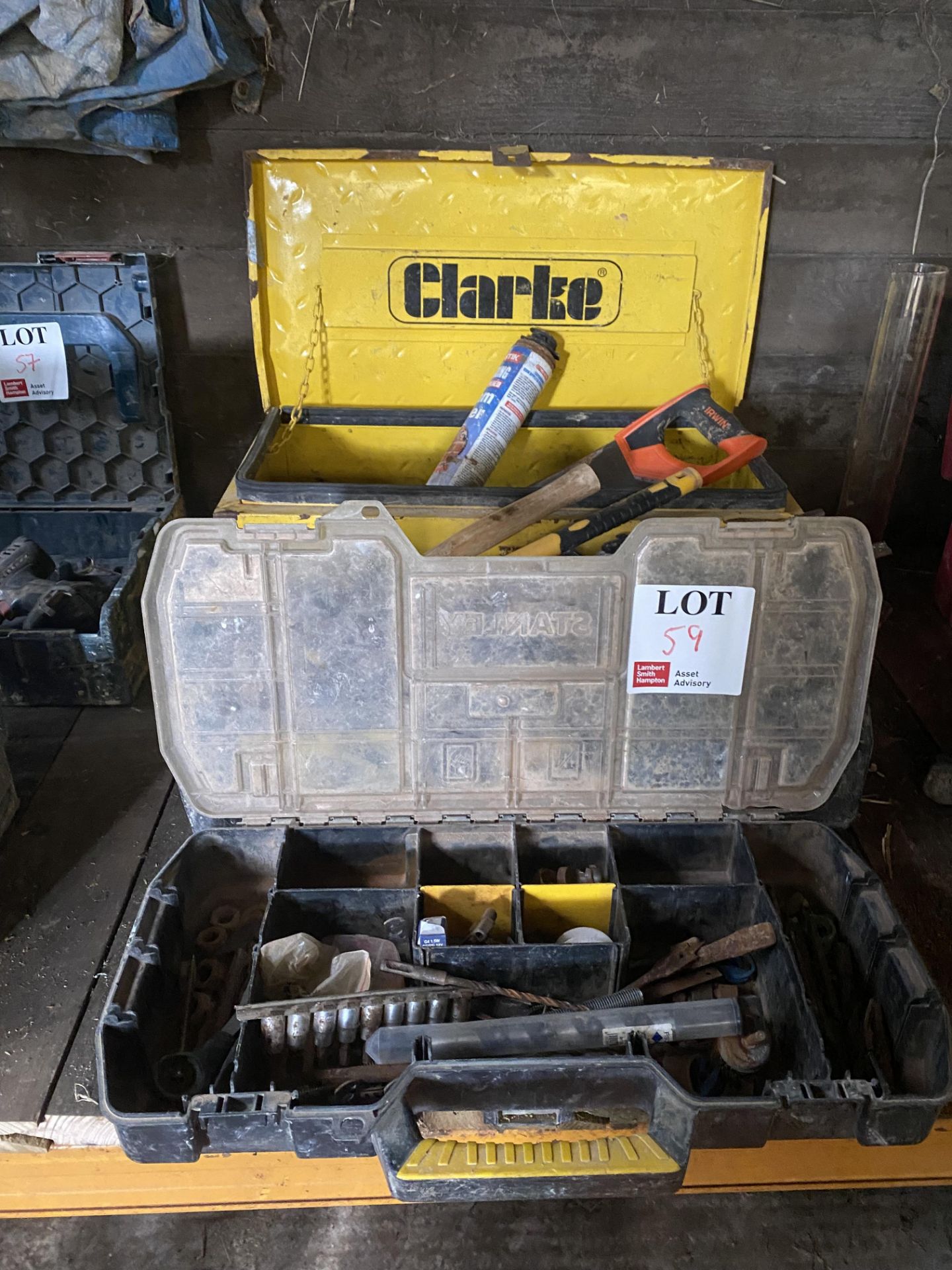 Quantity of assorted hand tools supply, rubber mallet, quick grips, 3 x various tool boxes etc.,