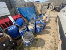16 plastic lidded barrels, 85 litre and various plastic buckets Located at Unit 54, Newcourt Barton,