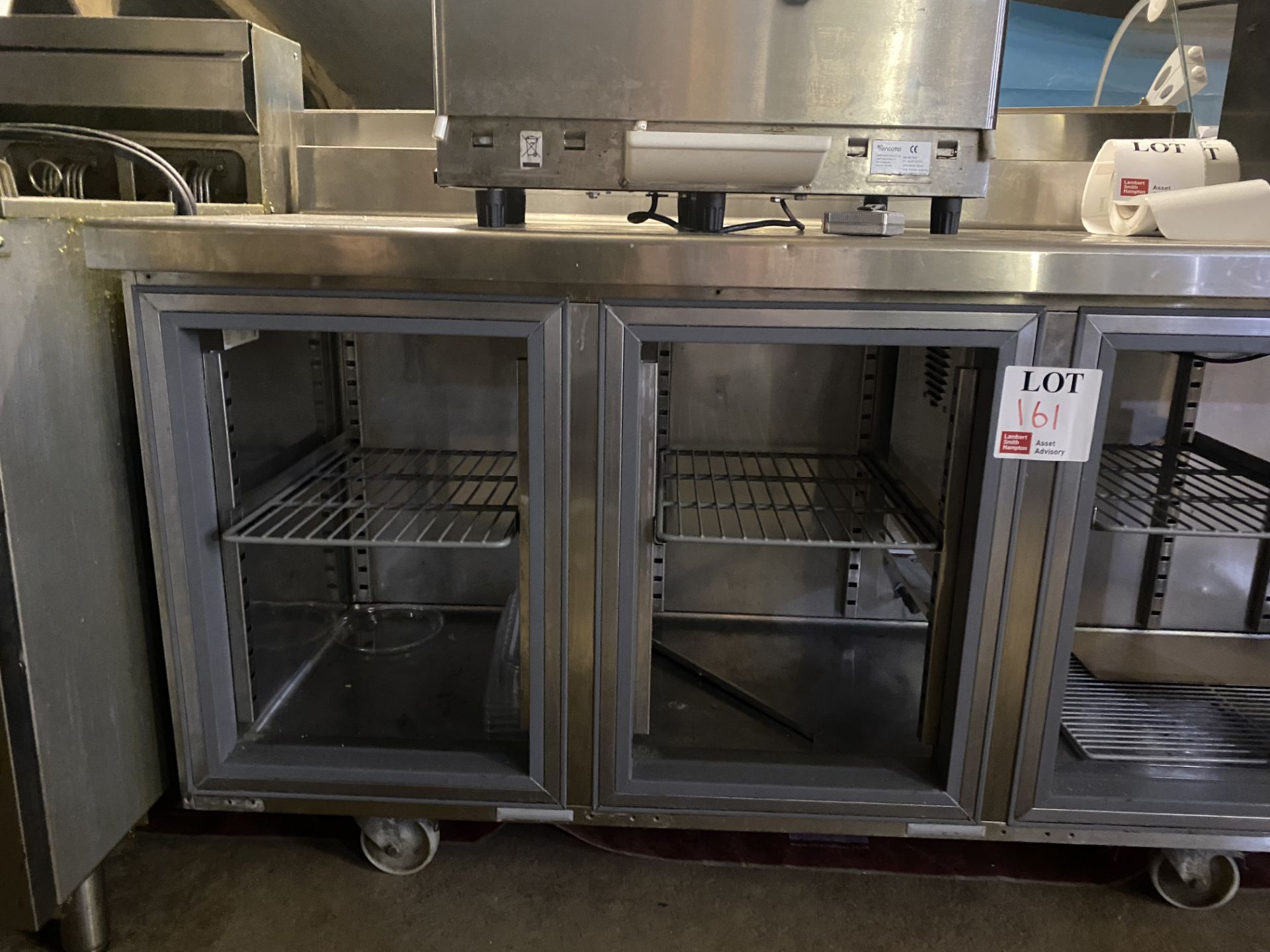 Stainless steel workbench with under counter storage, approx 245 x 60 x 82cm - Image 2 of 4