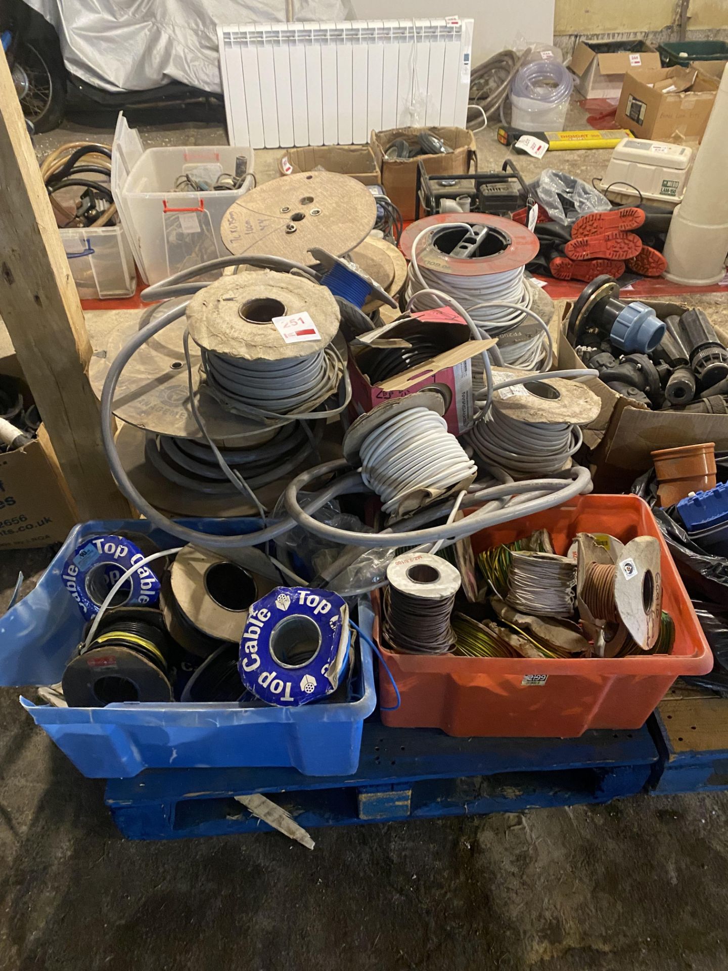 Pallet of assorted reeled electrical cable