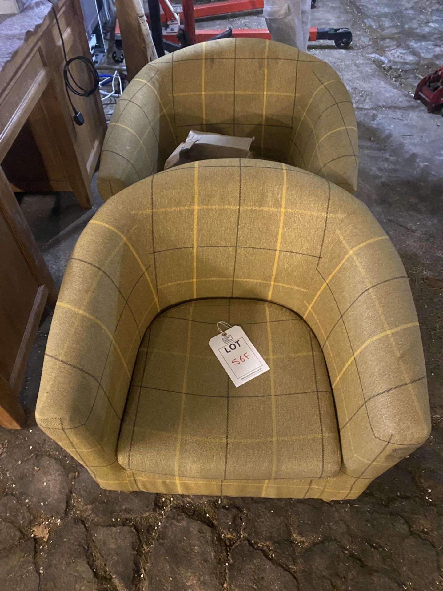 Two upholstered tub chairs