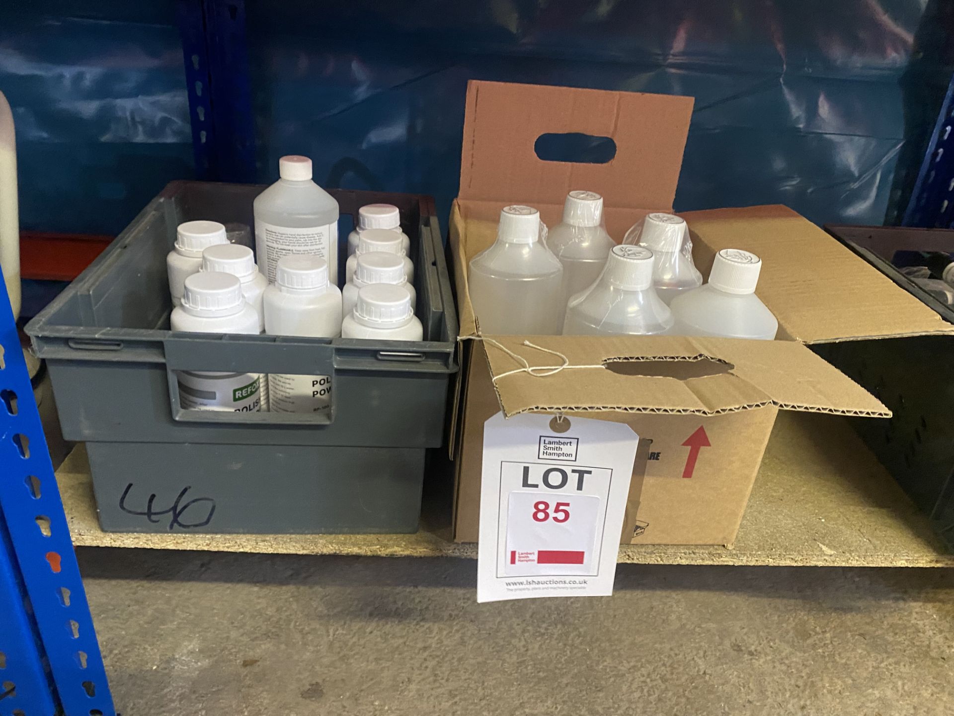 One box of Isopropyl alcohol bottles and one box of Refox polishing powder