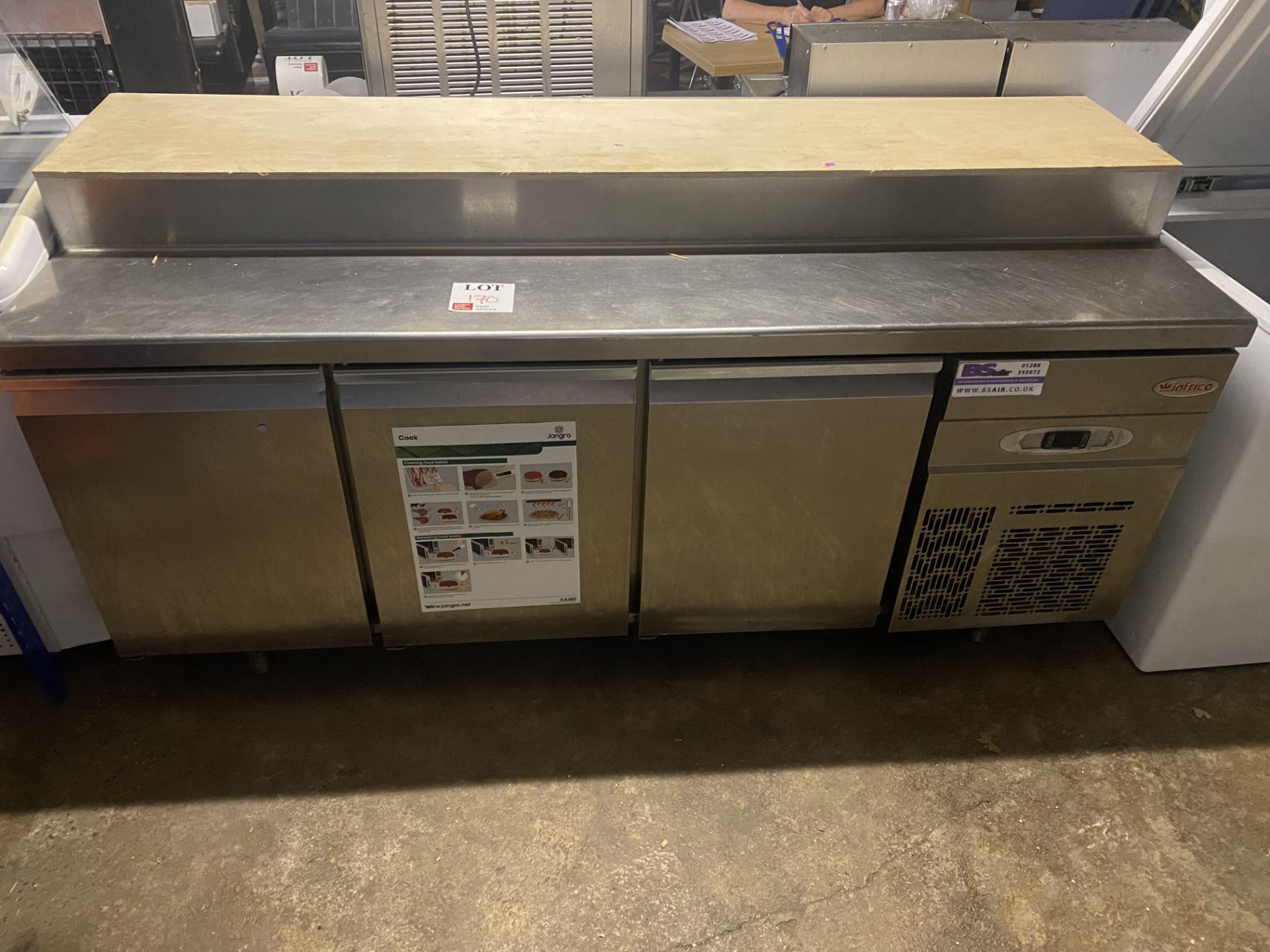 Infrico stainless steel workbench with under counter refrigeration, model BMGN1960EN, approx 85 x
