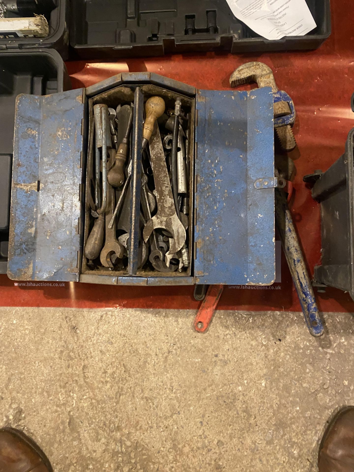 Assorted hand tools including two tool boxes, three wrenches, hammers, spanners, etc. - Image 2 of 3