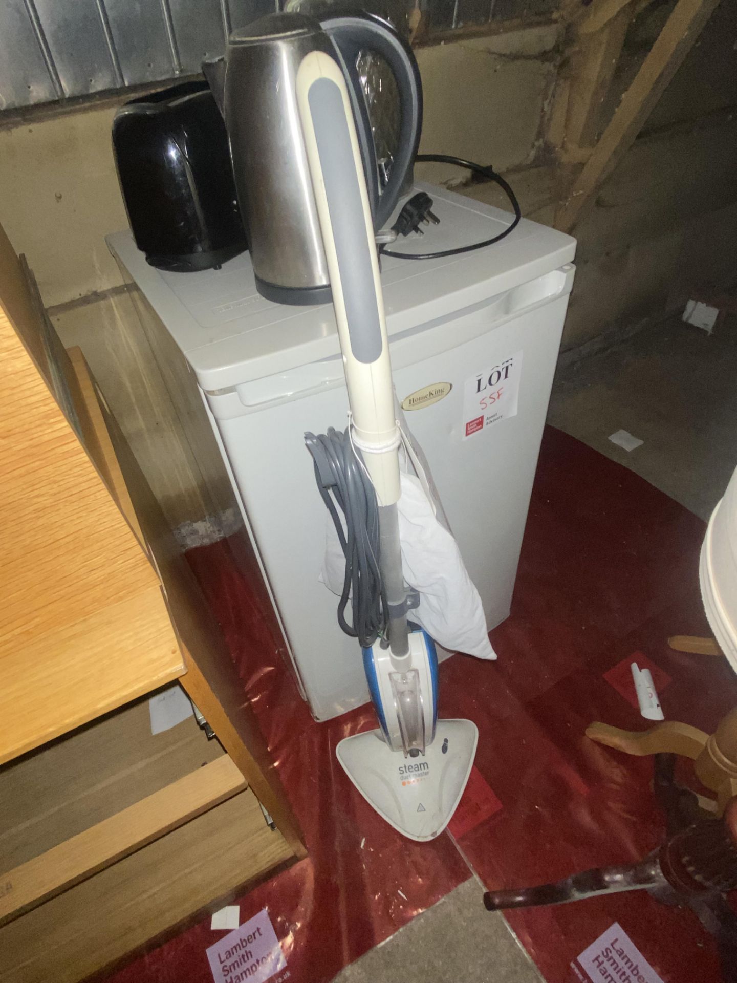 Vax Steam Master, one Homeking undercounter fridge, unbadged kettle & toaster, glass drinks - Image 3 of 5