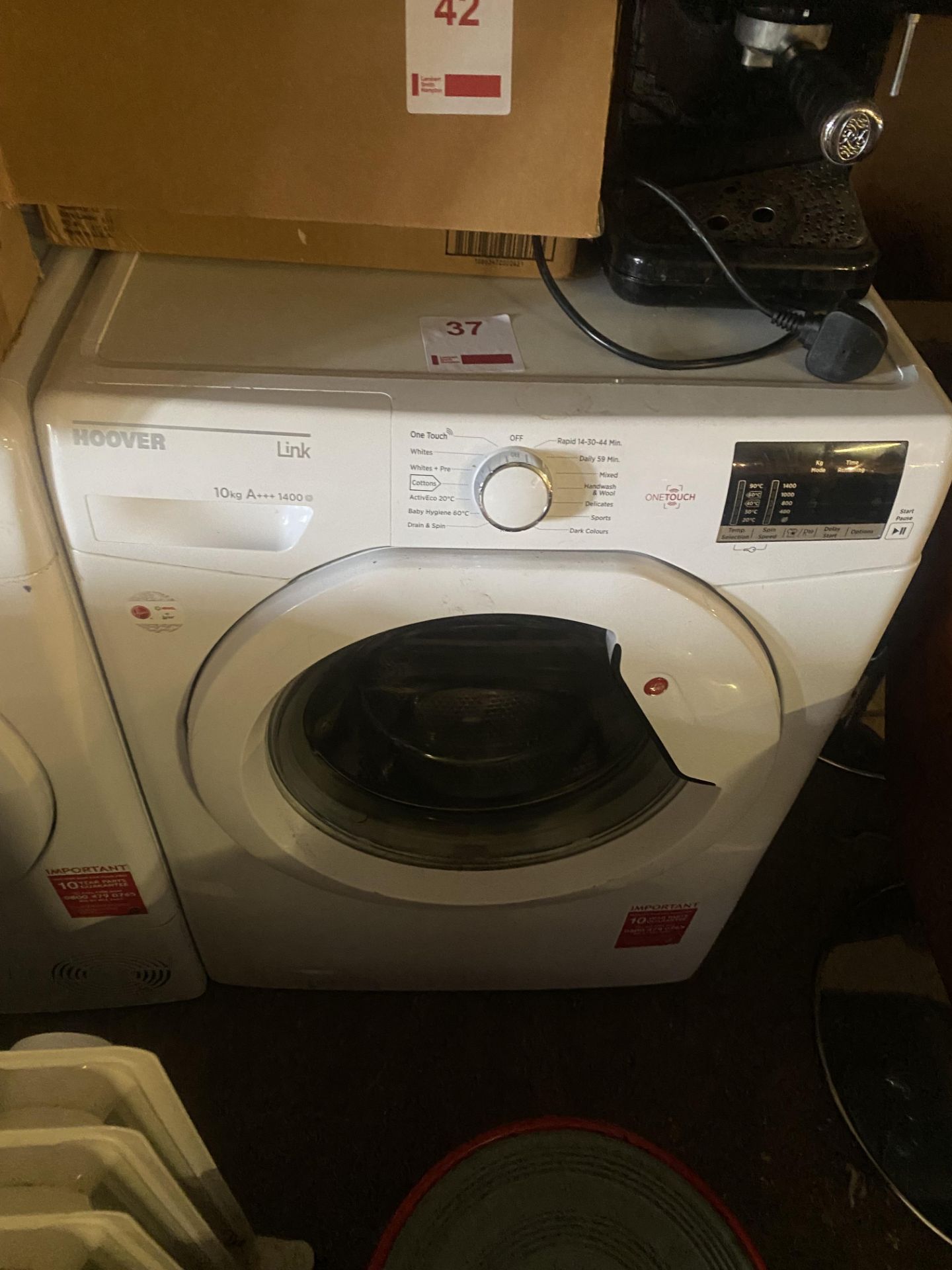 Hoover Link One Touch h10kg 1400spu washing machine and Hoover One Touch 10kg Dynamic Next tumble