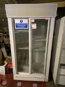 Husky glass fronted double sliding door fridge, serial no. 8220140500137