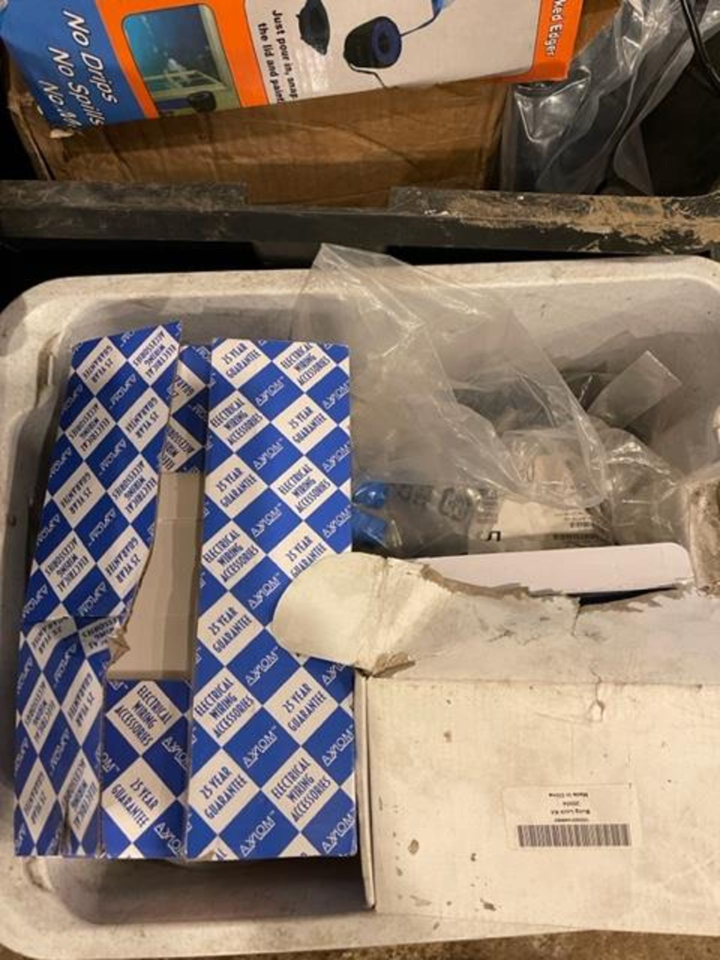 Pallet of assorted 110v extension leads, electrical components, pumps, fuses, lights, etc. - Image 2 of 6