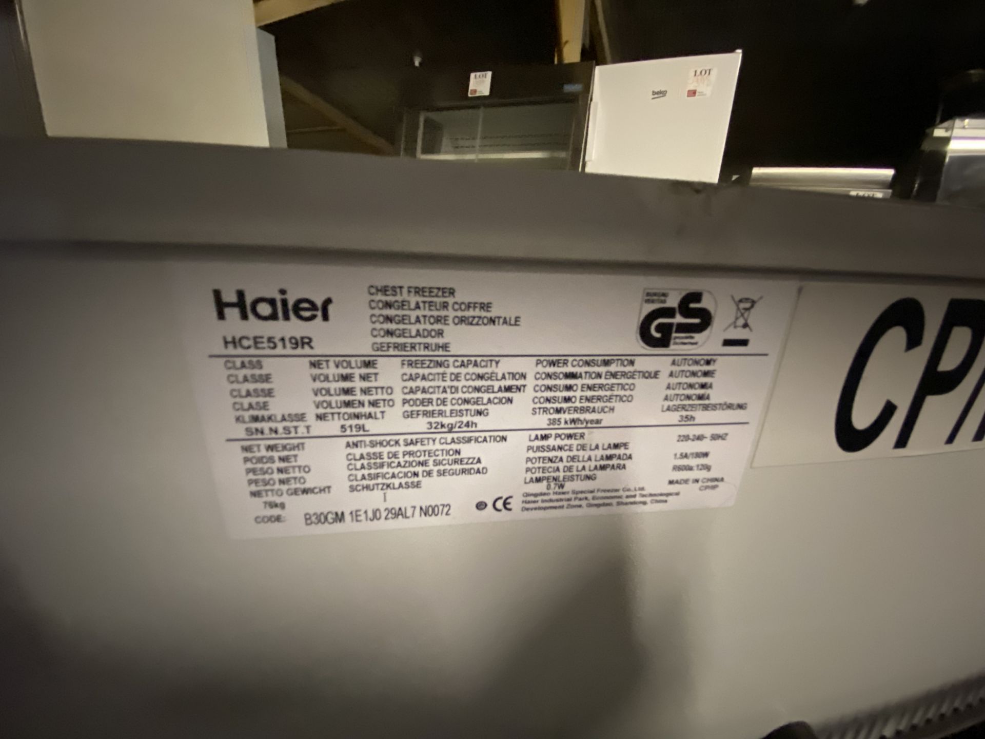 Hier chest freezer, model HCE519R - Image 3 of 6