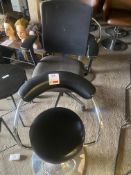 Two black leatherette swivel salon stools