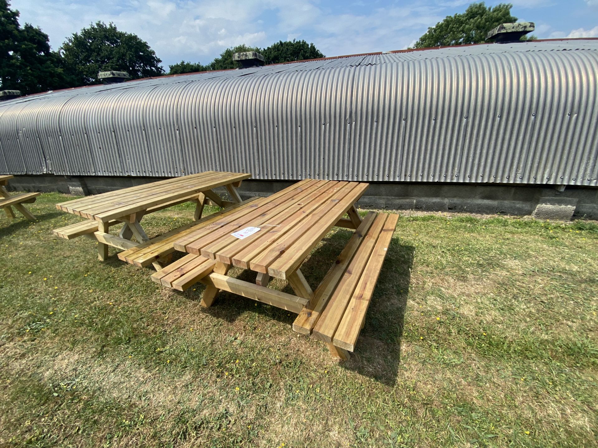 Two wooden garden benches, approx size 180 x 140 x 74cm - Image 2 of 3