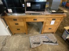 Solid wood 7 drawer double pedestal desk, 1.8m x 860mm