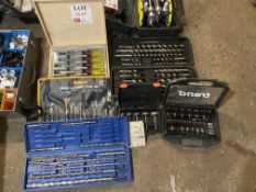 Quantity of assorted hand tools to include Urwin chisel, trend router bits, Hi-spec punch and chisel