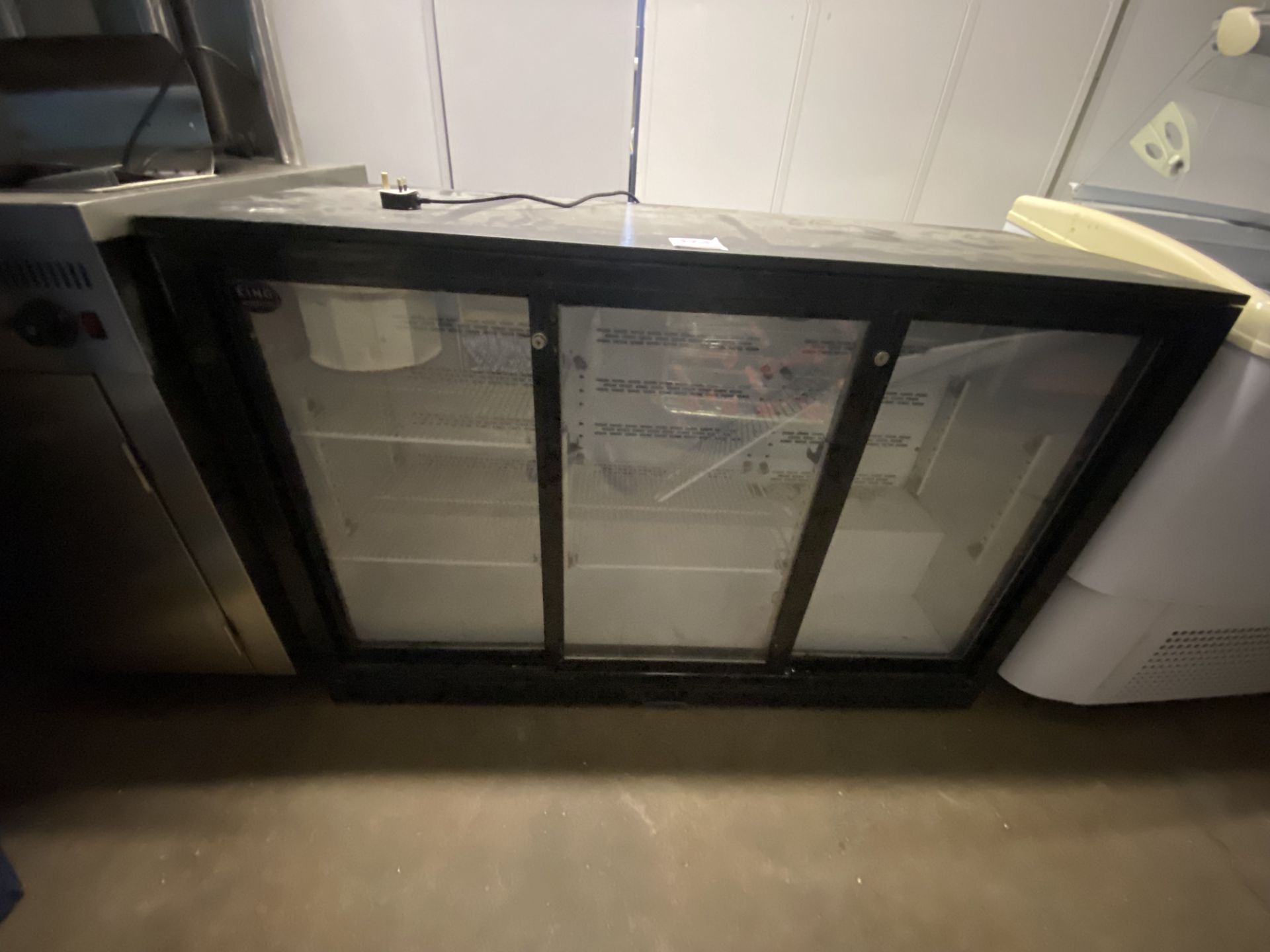King Refrigeration 3-door glass fronted undercounter bar fridge, model KG350SL