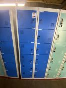 Two 6-compartment lockers, missing 1 key, approx size per tower 180 x 38 x 42cm