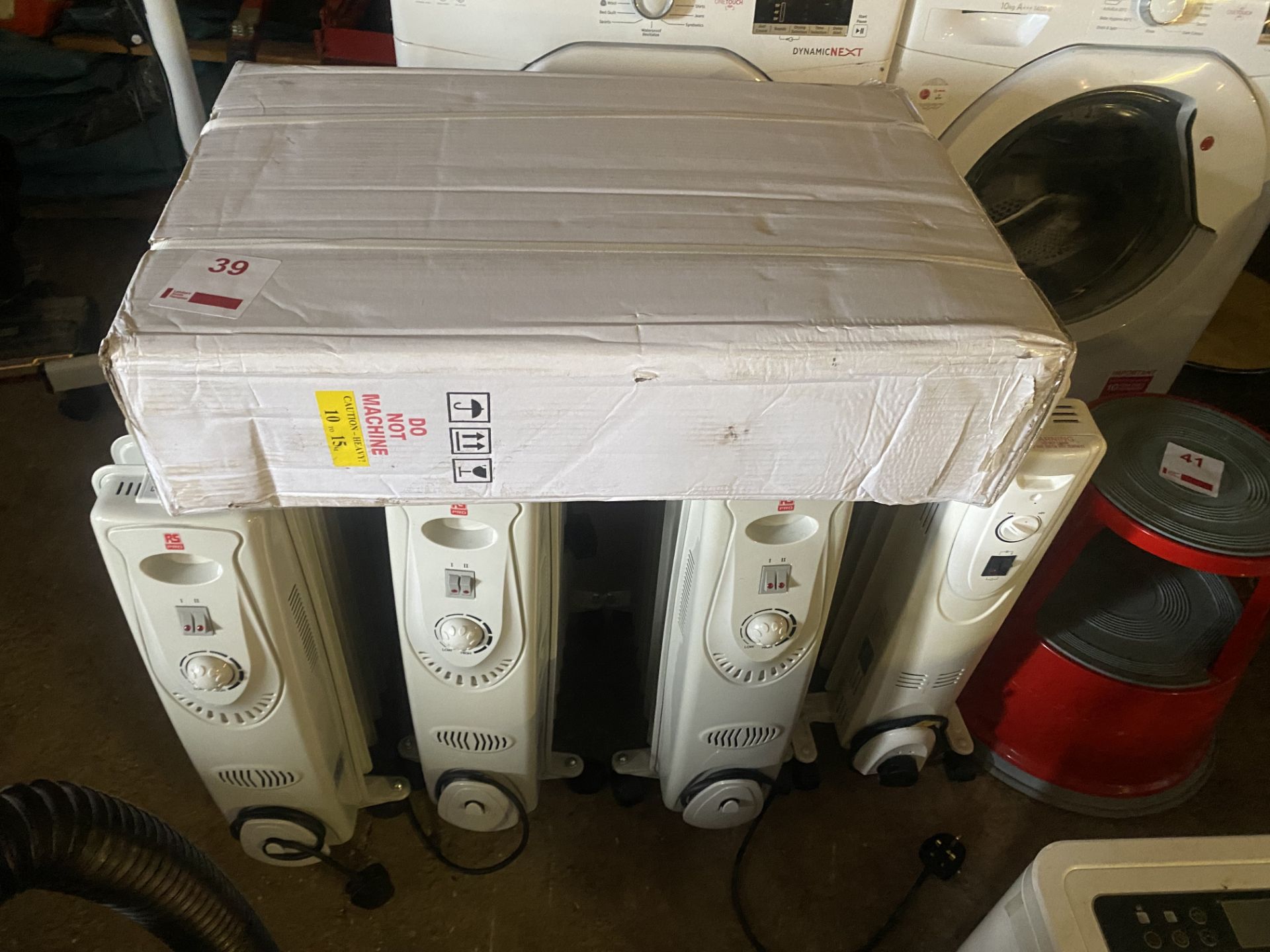 Five various oil fired mobile radiators, 240v