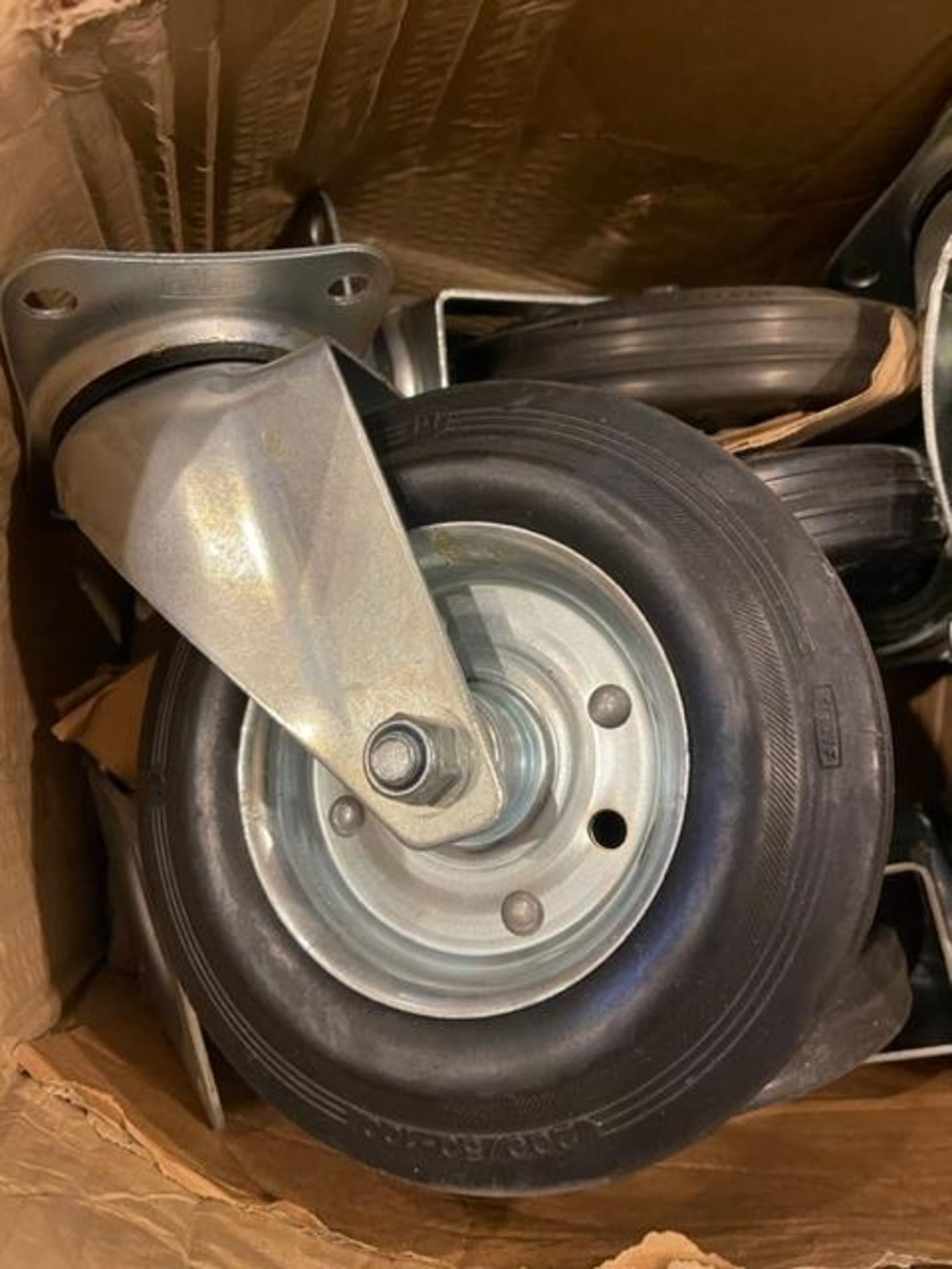 Quantity of assorted rubber swivel trolley wheels - Image 2 of 3