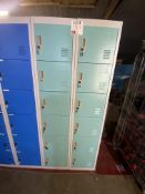 Two 6-compartment lockers, missing 1 key, approx size per tower 180 x 38 x 42cm